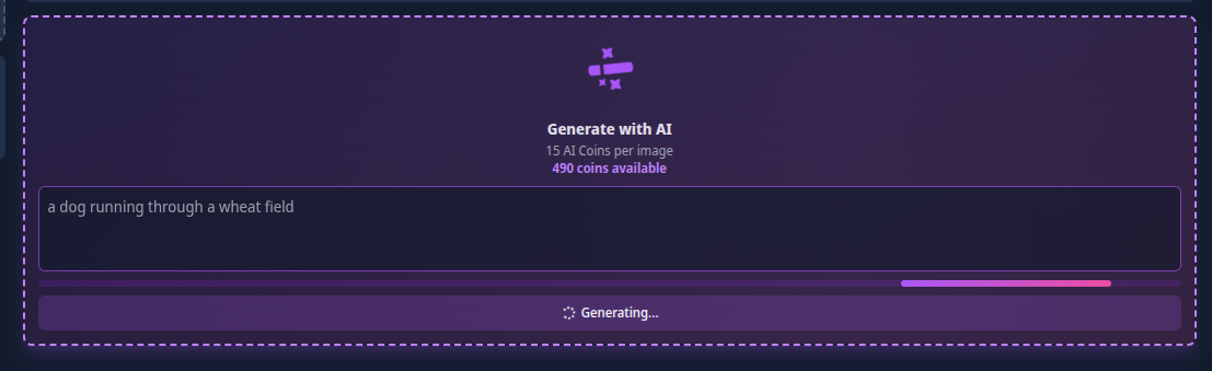 Screenshot of the AI image generation prompt box